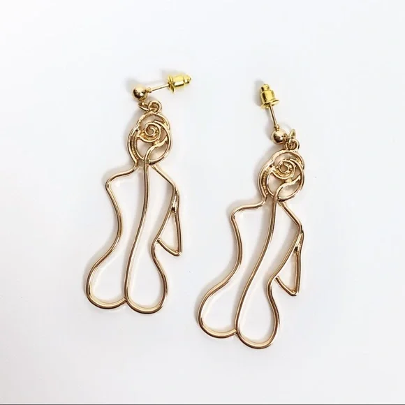 3/$15 New! Female Form Naked Lady Earrings Gold Tone - Picture 4 of 8